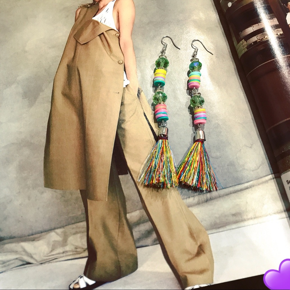 Multi rainbow tassel Earrings 🌈